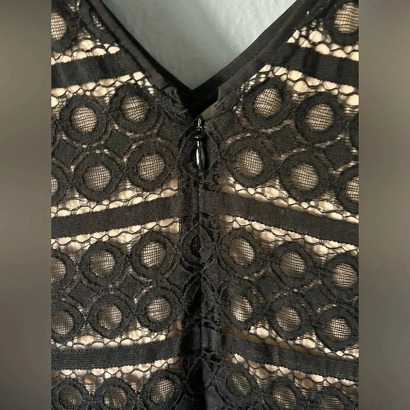 Ann Taylor Loft | lace overlay | black | nude | tank | a line | size 4 - Picture 3 of 14